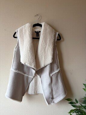 Faux Shearling Suede Vest White House Black Market Cozy Western